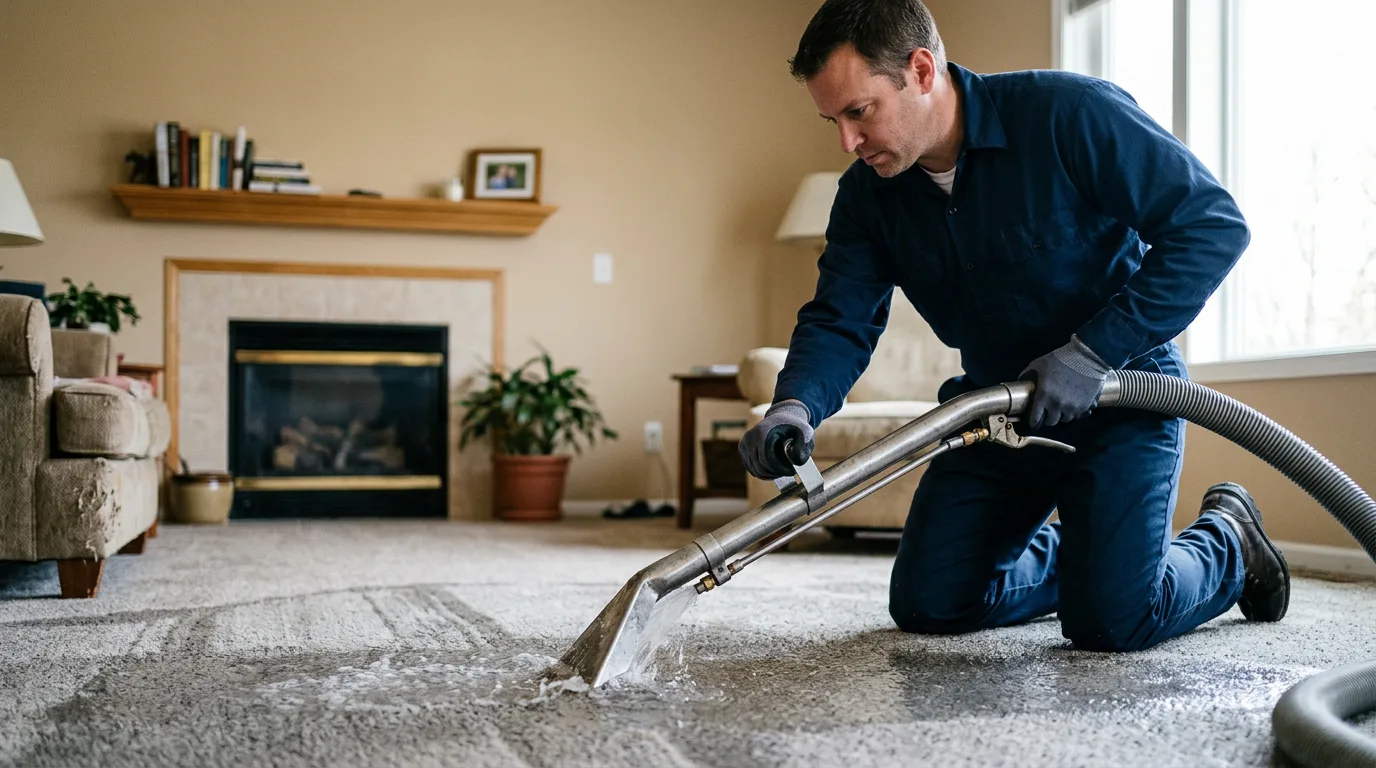 Water damage restoration technician working near Corinne, WV